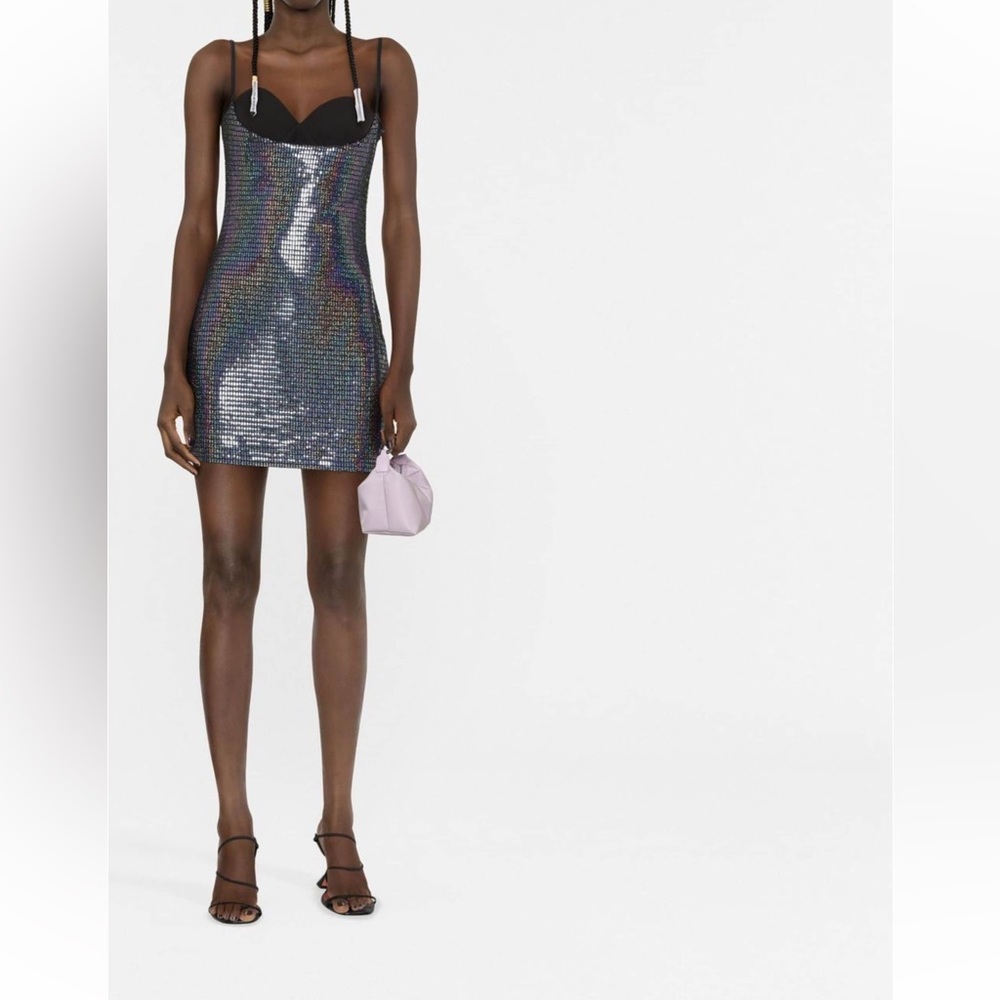 Chiara Ferragni Chainmail Effect Fitted Mini Dress